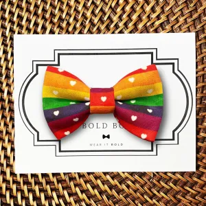 Rainbow Stripes & Hearts Pride Bow Tie for Dog Collar and Cat Collar