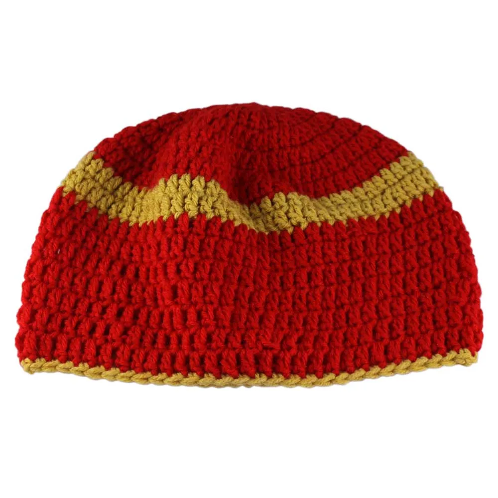 Red and Gold Crochet Beanie Hat Large/XL - STXH21LX