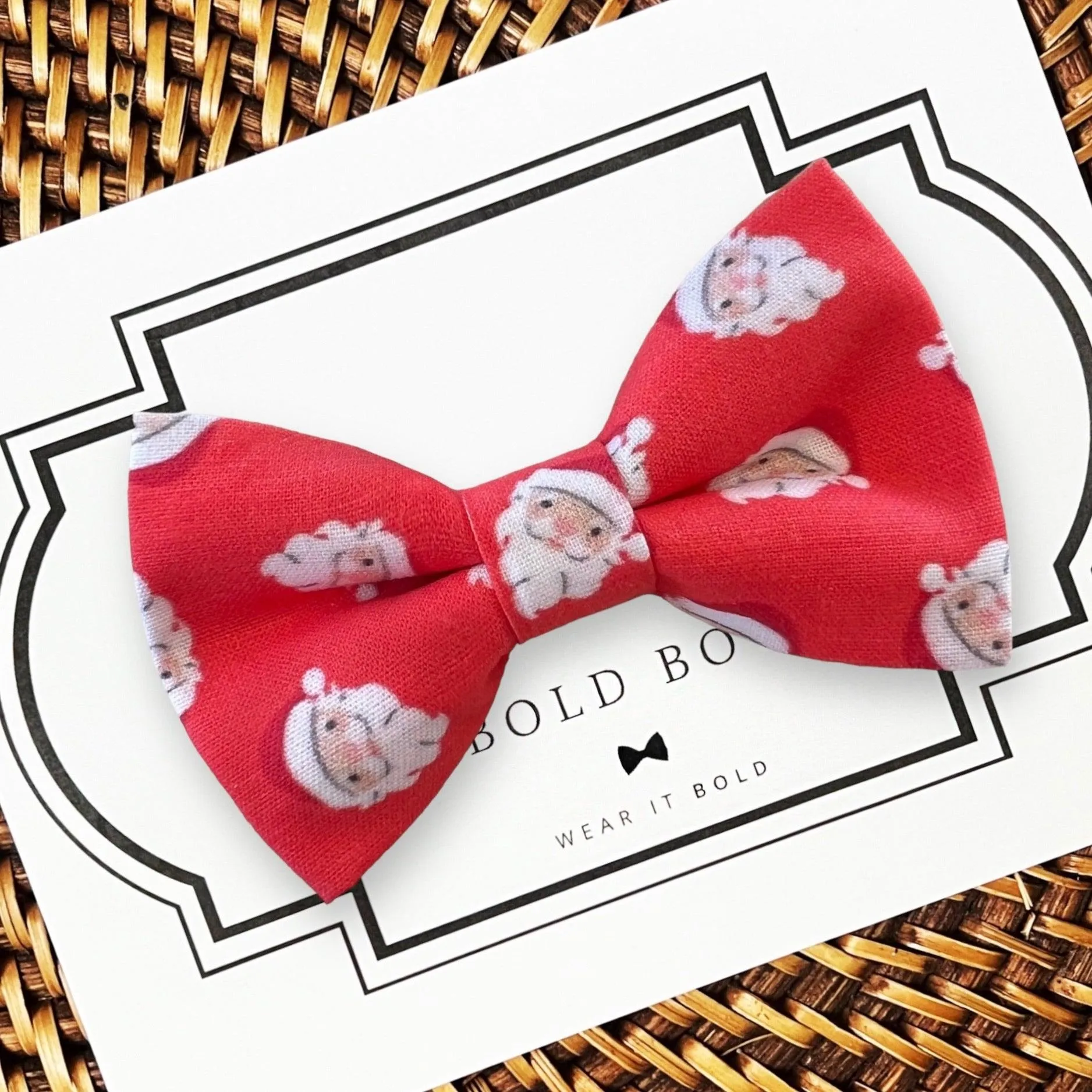 Red Santa Bow for Dog Collar and Cat Collar