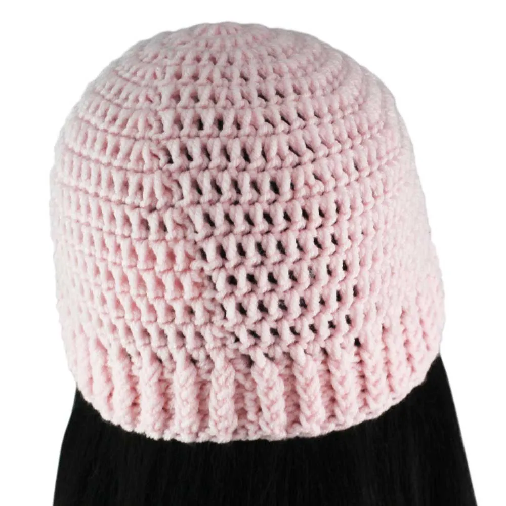 Soft Pink Crochet Snug Beanie Hat Medium/Large - JMCH55ML