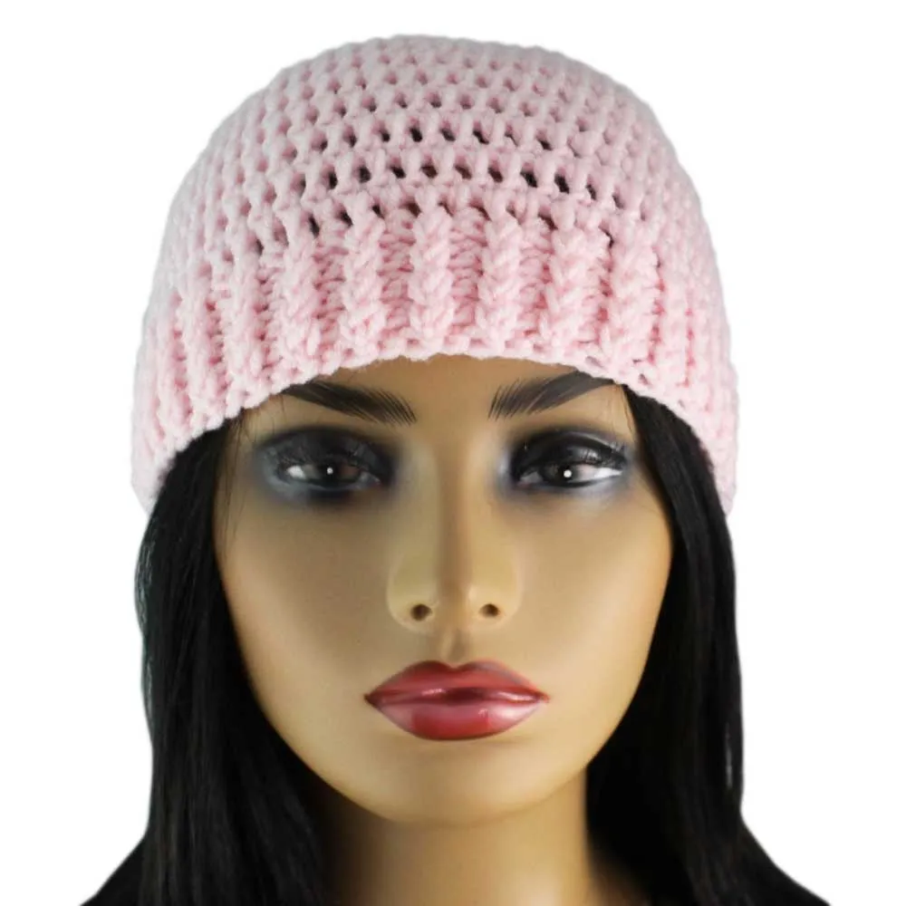 Soft Pink Crochet Snug Beanie Hat Medium/Large - JMCH55ML