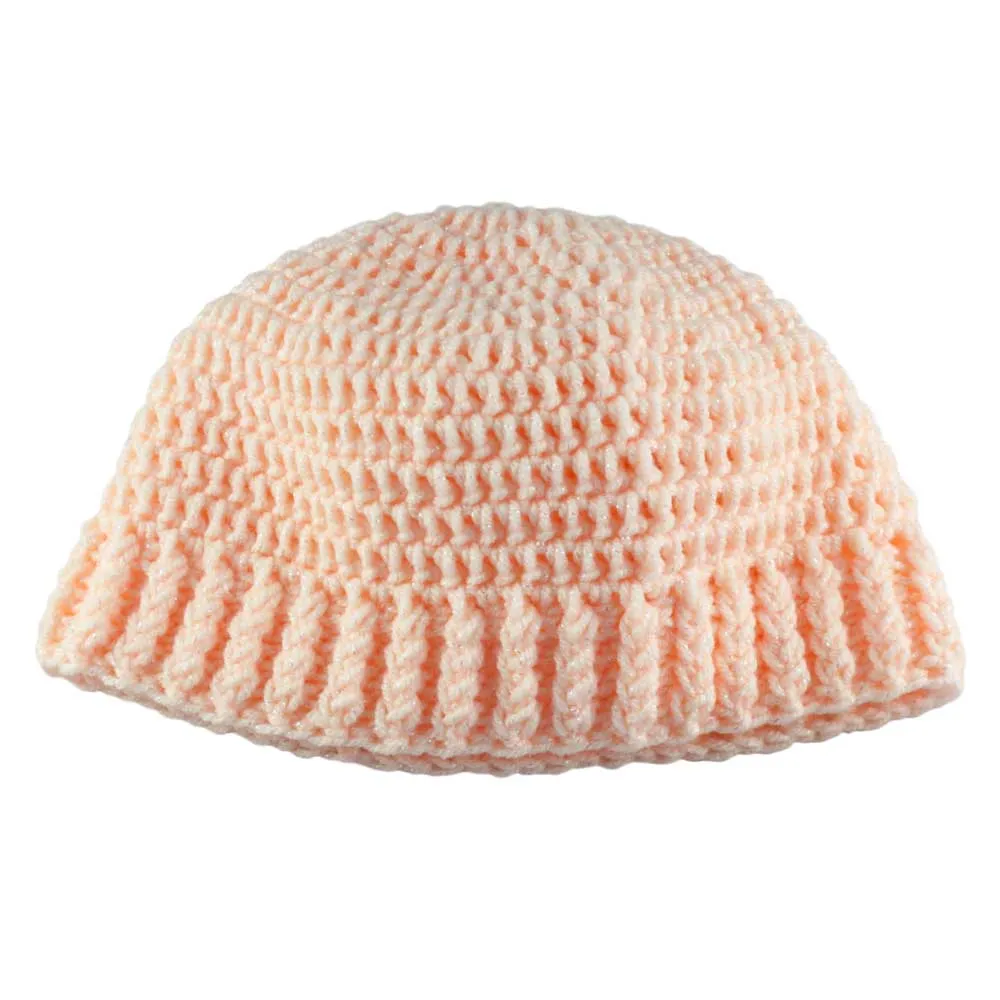 Sparkly Peach Crochet Snug Beanie Hat Medium/Large - JMCH65ML