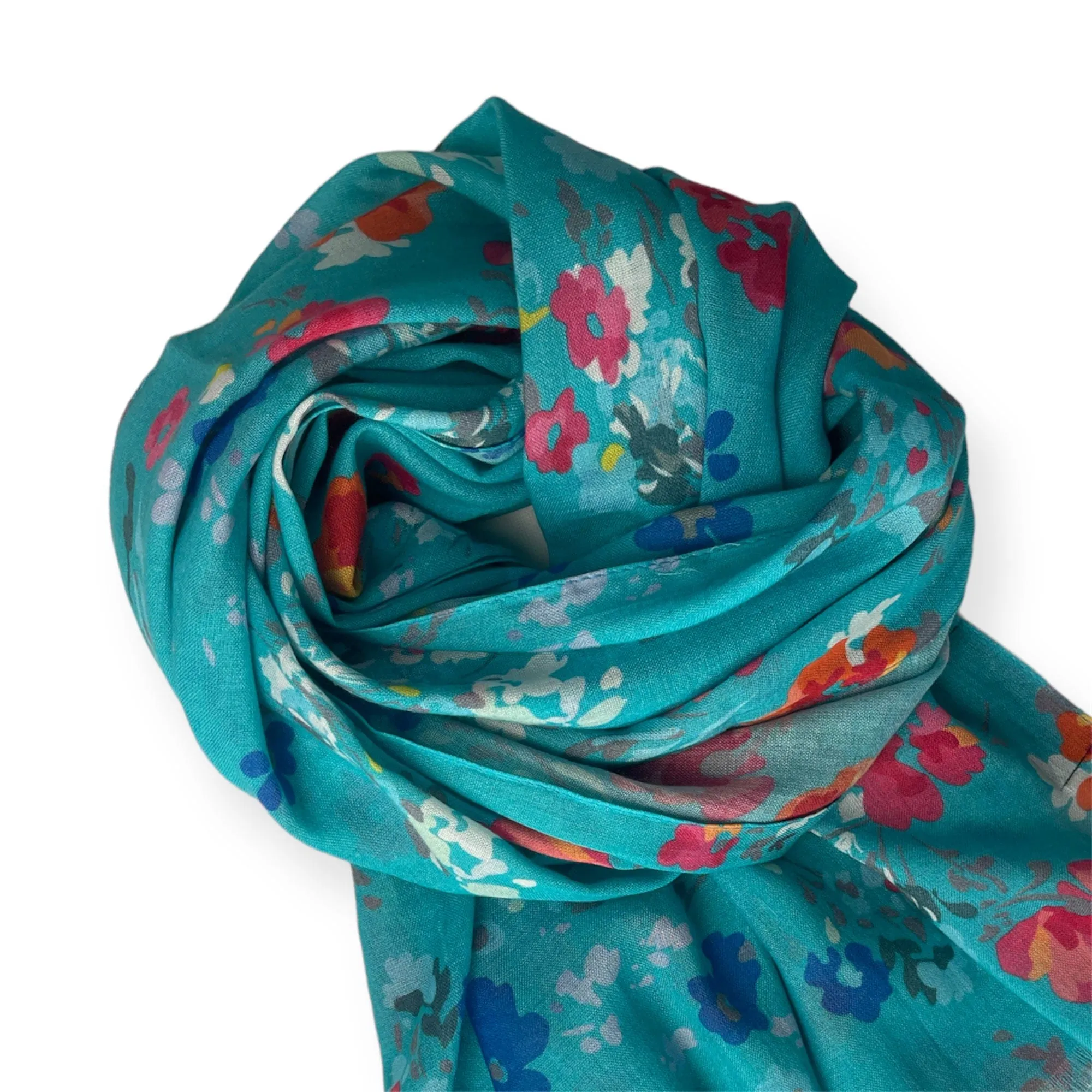 Turquoise Scarf - Multicolour Floral