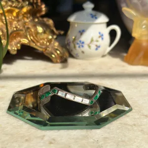 Vintage Malachite & Moonstone Zig-Zag Cuff Bracelet