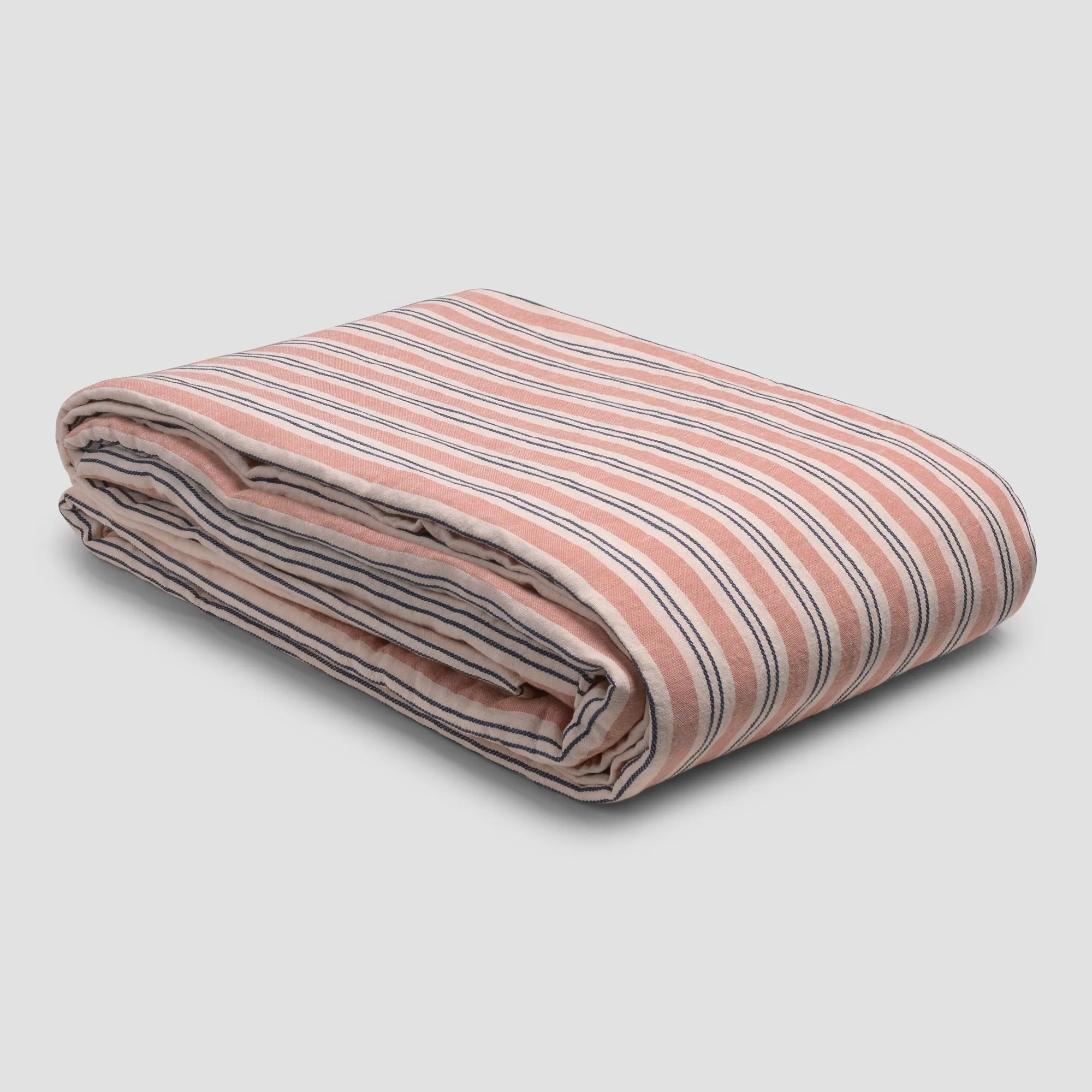 Warm Clay Somerley Stripe Linen Blend Duvet Cover