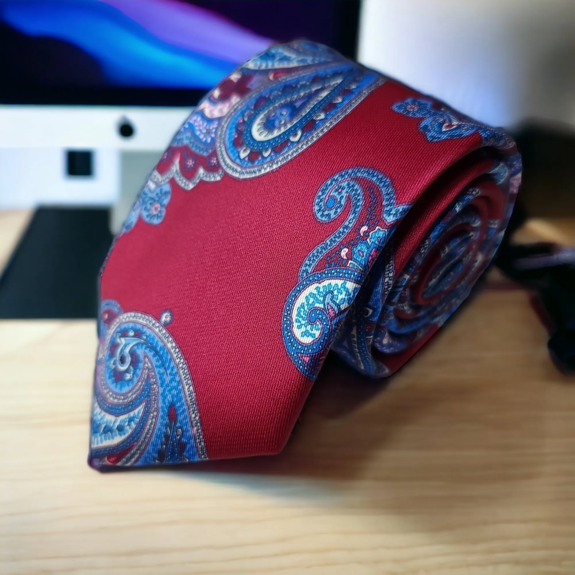 Wine Blue Paisley Tie