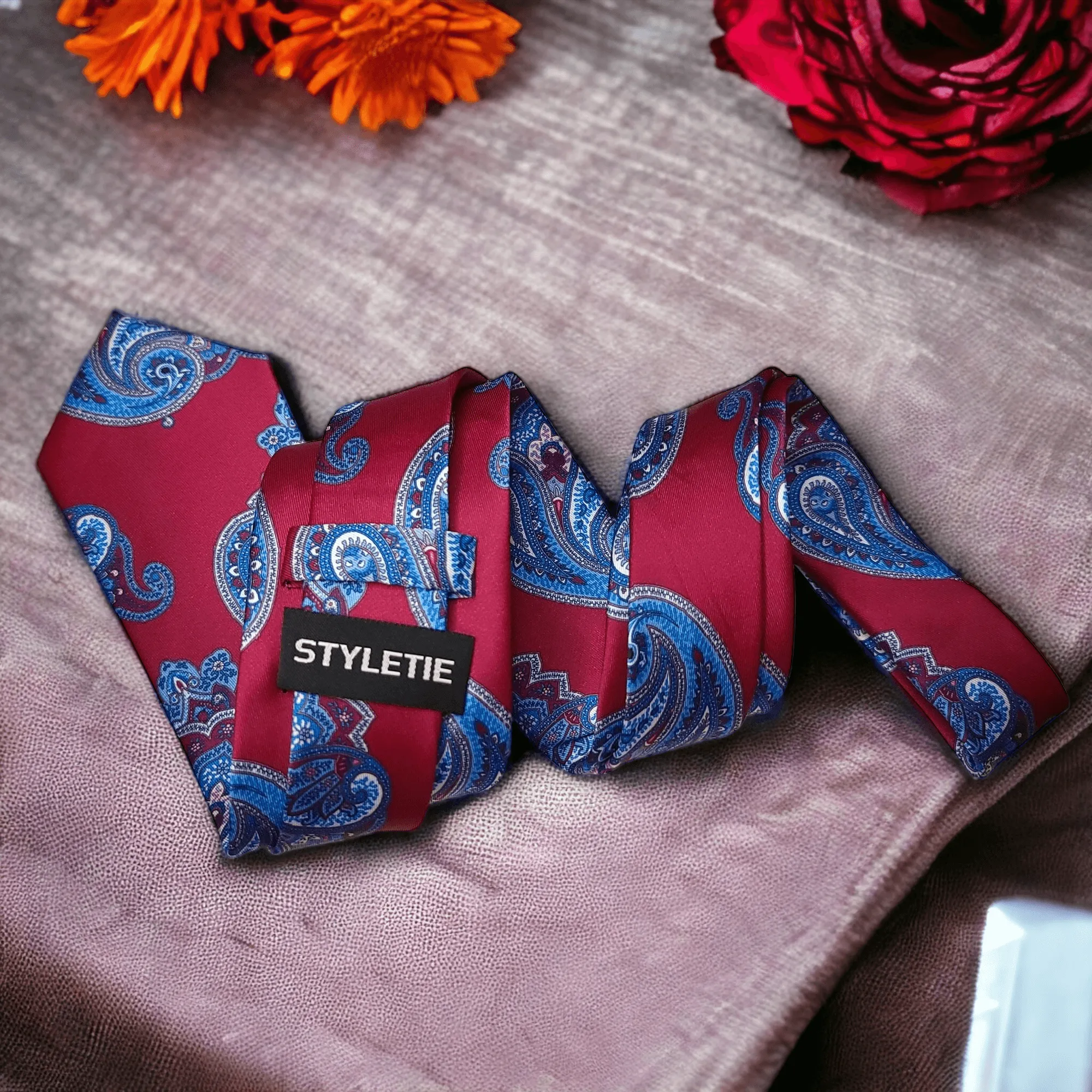 Wine Blue Paisley Tie