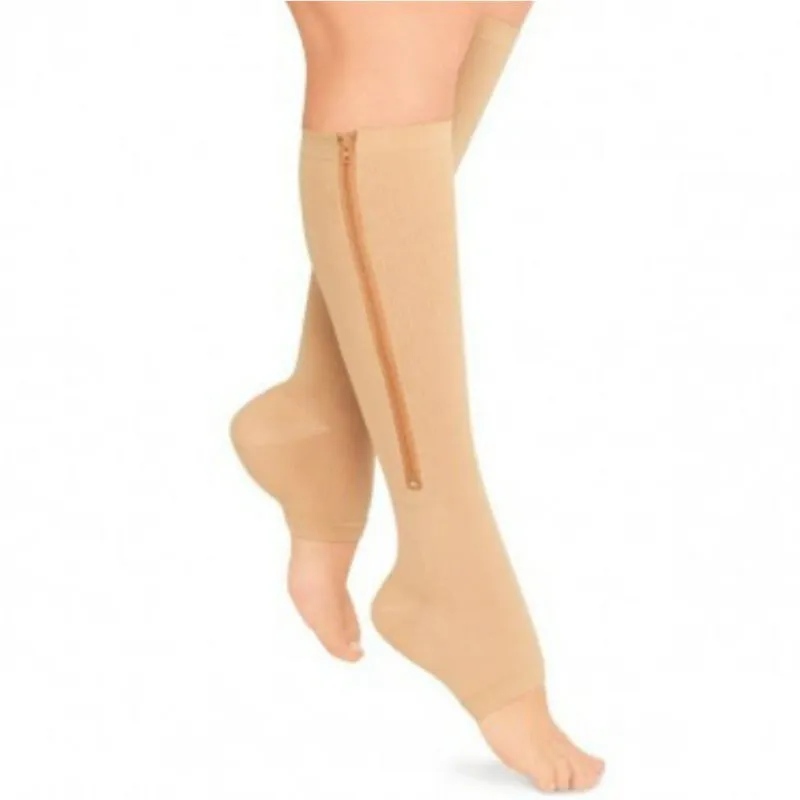 Zipped Open Toe Compression Socks